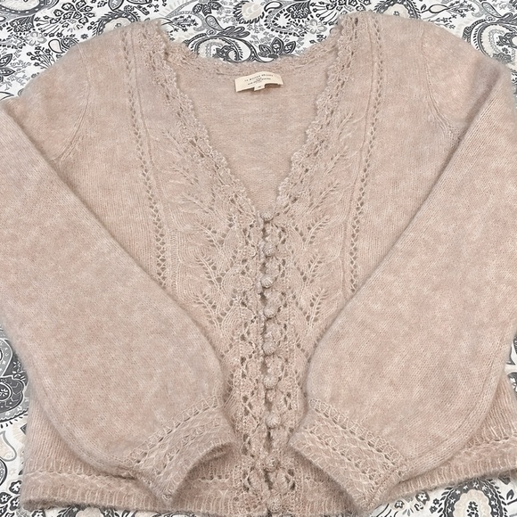 Sezane Women's V-Neck Sweater in Soft Brown - Picture 4 of 8